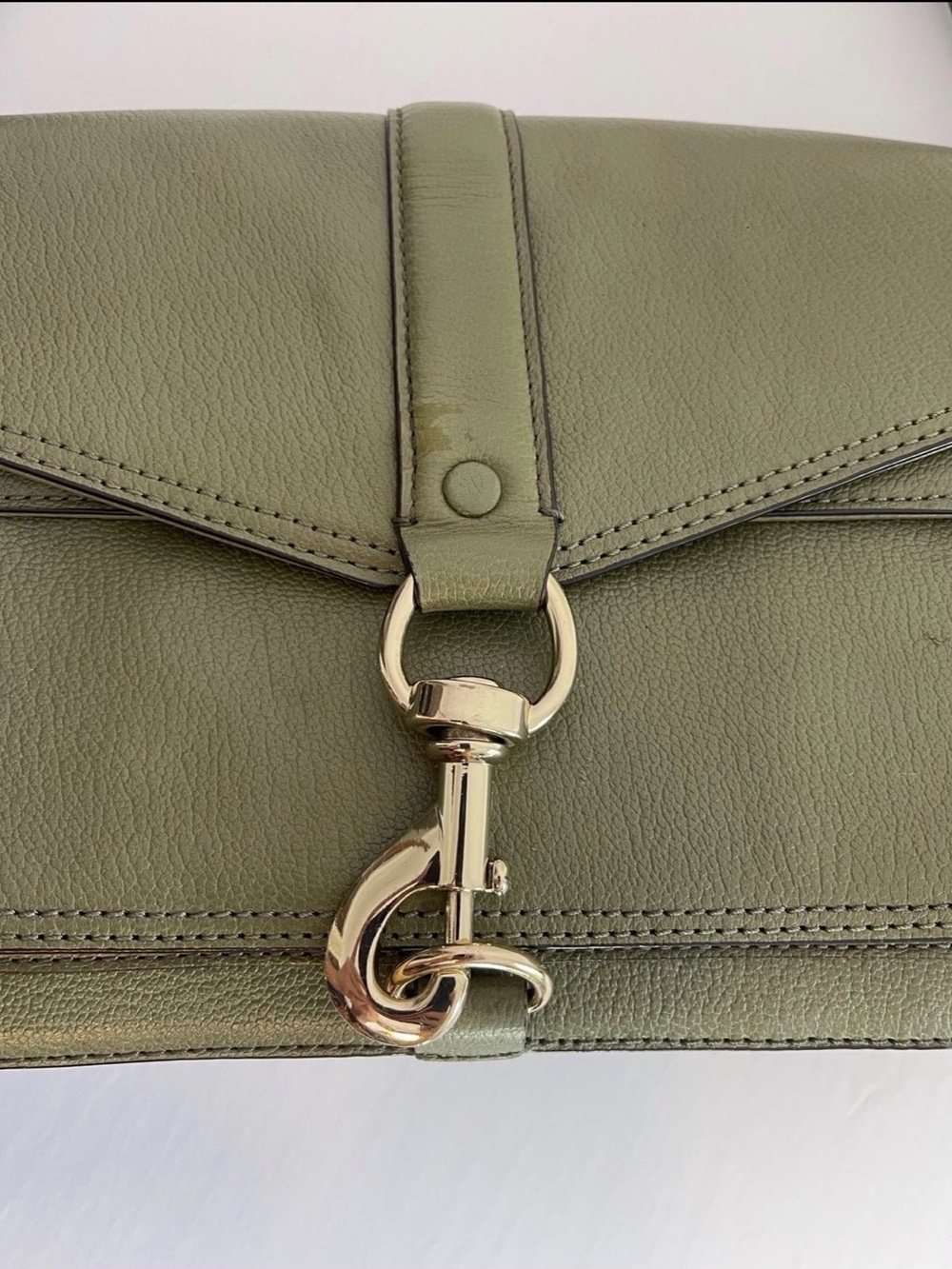 Olive Green Leather Shoulder Bag - Picture 6 of 9